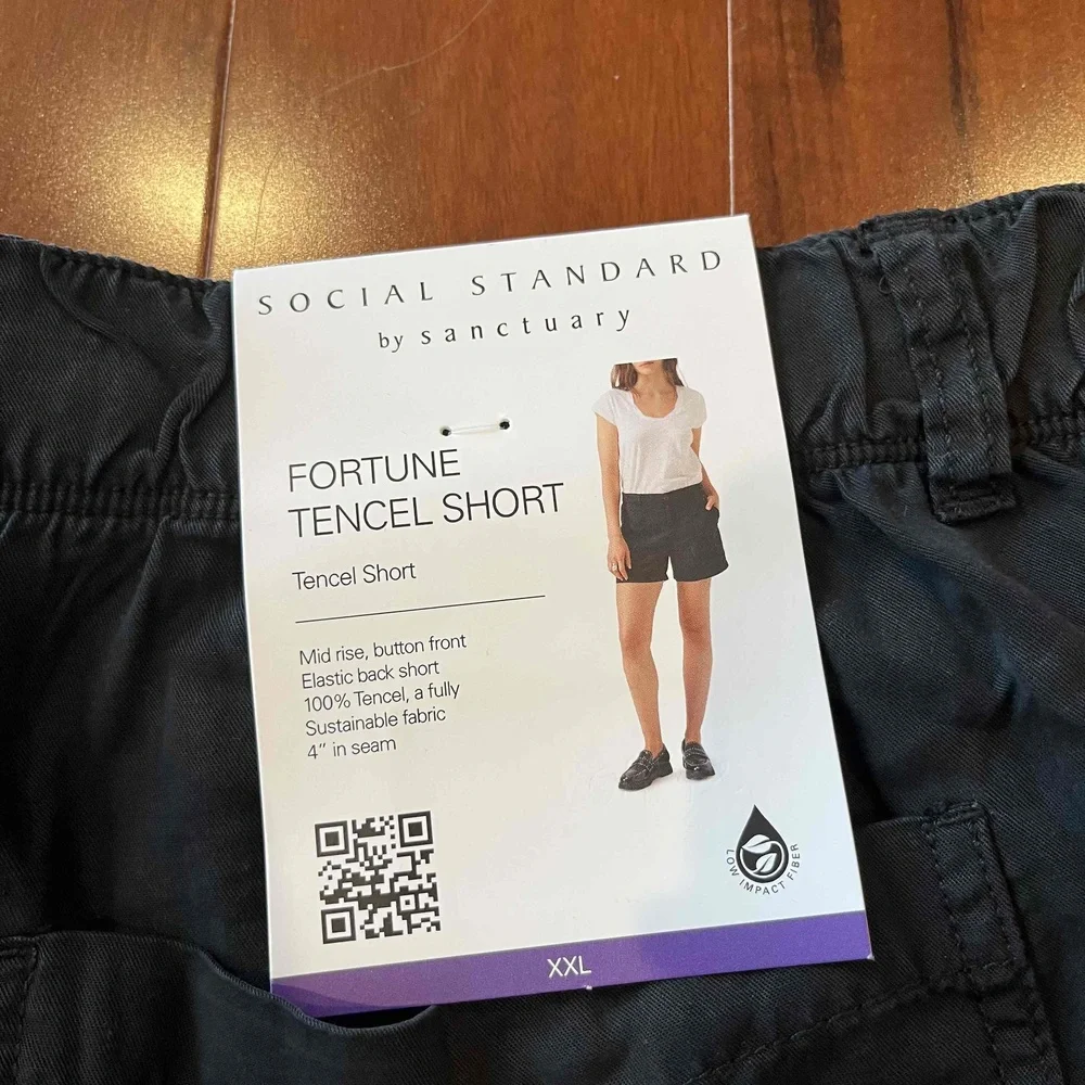 New NWT Sanctuary Social Standard Fortune Tencel Shorts Washed Black Plus Sz XXL